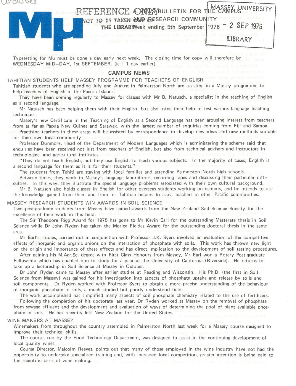 MU, 5 September 1976