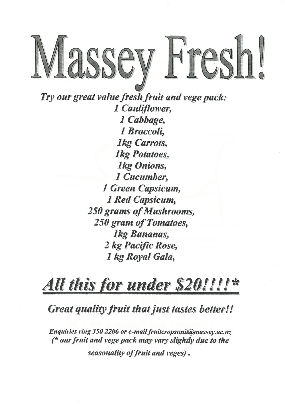 Massey Fresh Flyer, 2001