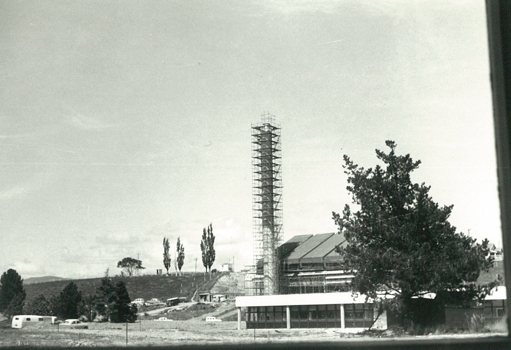 Boiler House. Chimney under construction, February 1968