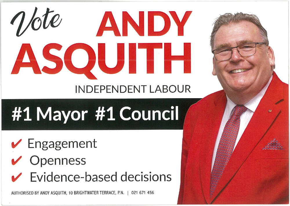 Campaign literature for the Palmerston North City Council Local Body Election, 2019