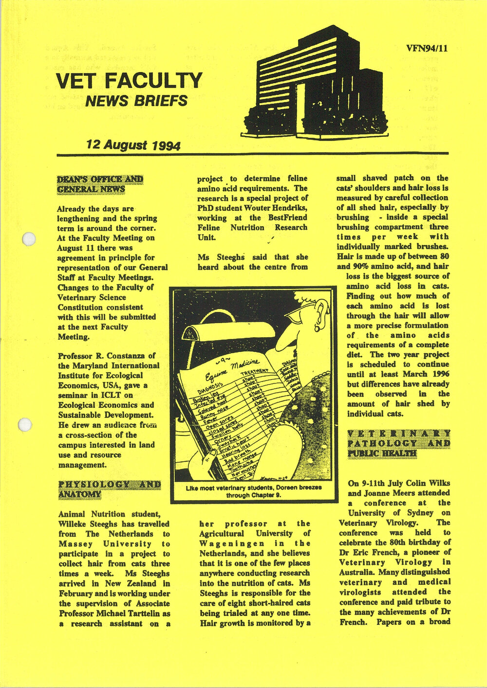 Vet Faculty News Briefs, 12 August 1994