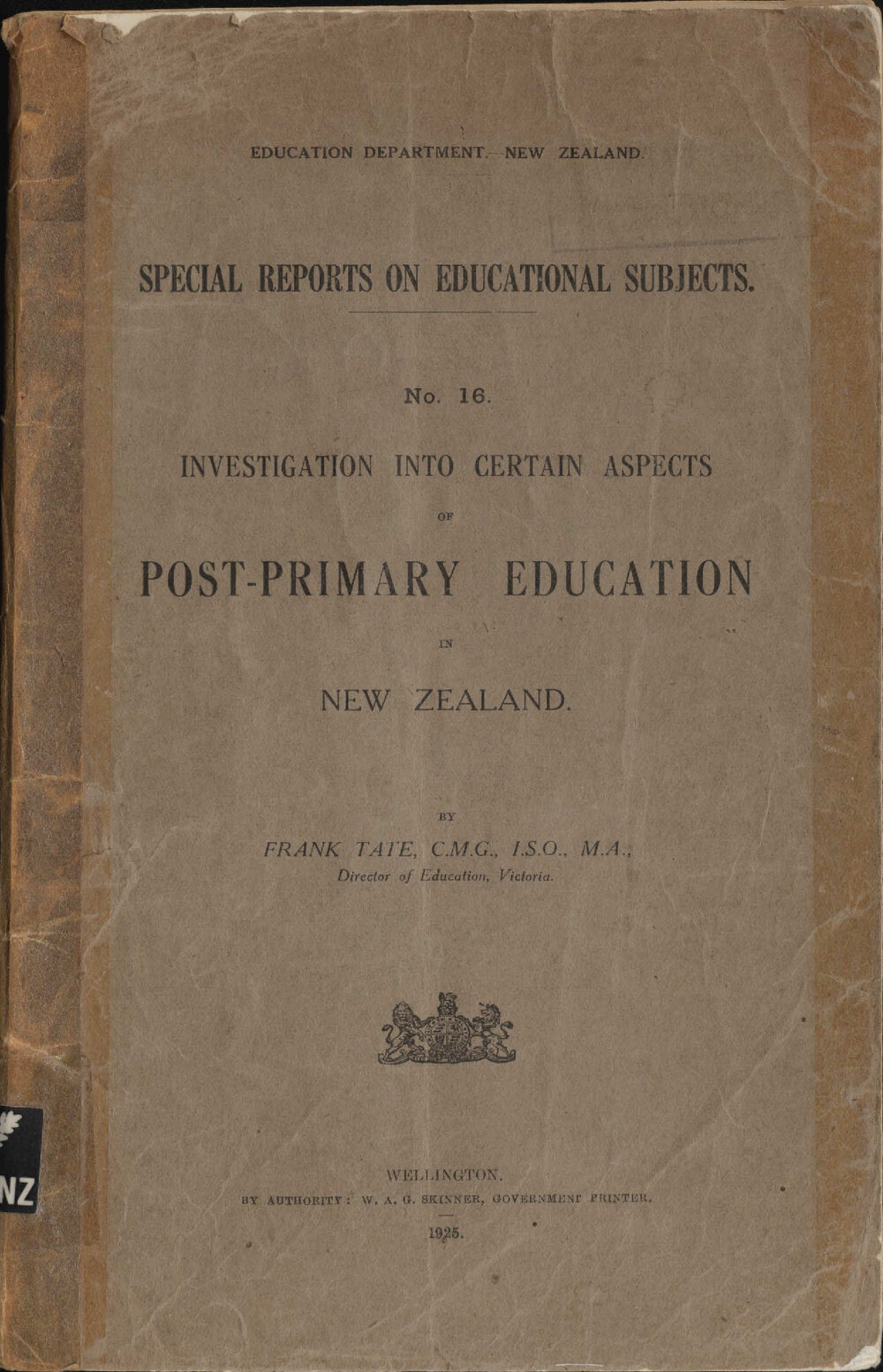 Investigation into certain aspects of post-primary education in New Zealand