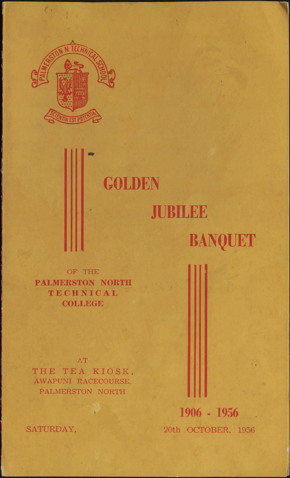 Golden jubilee banquet of the Palmerston North Technical College : 1906-1956