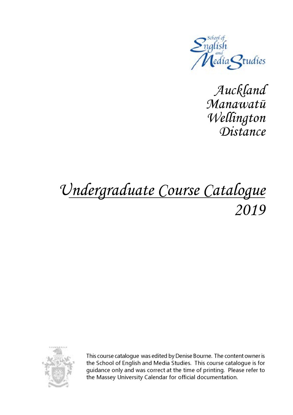 Undergraduate Handbook of the School of English and Media Studies, 2019