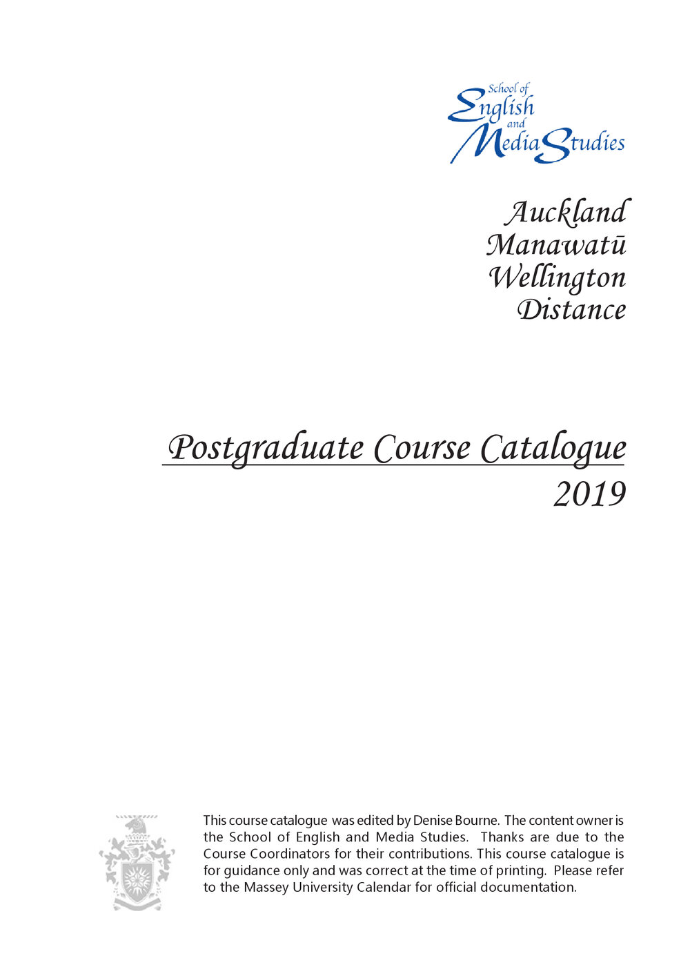 Graduate Handbook of the School of English and Media Studies, 2019