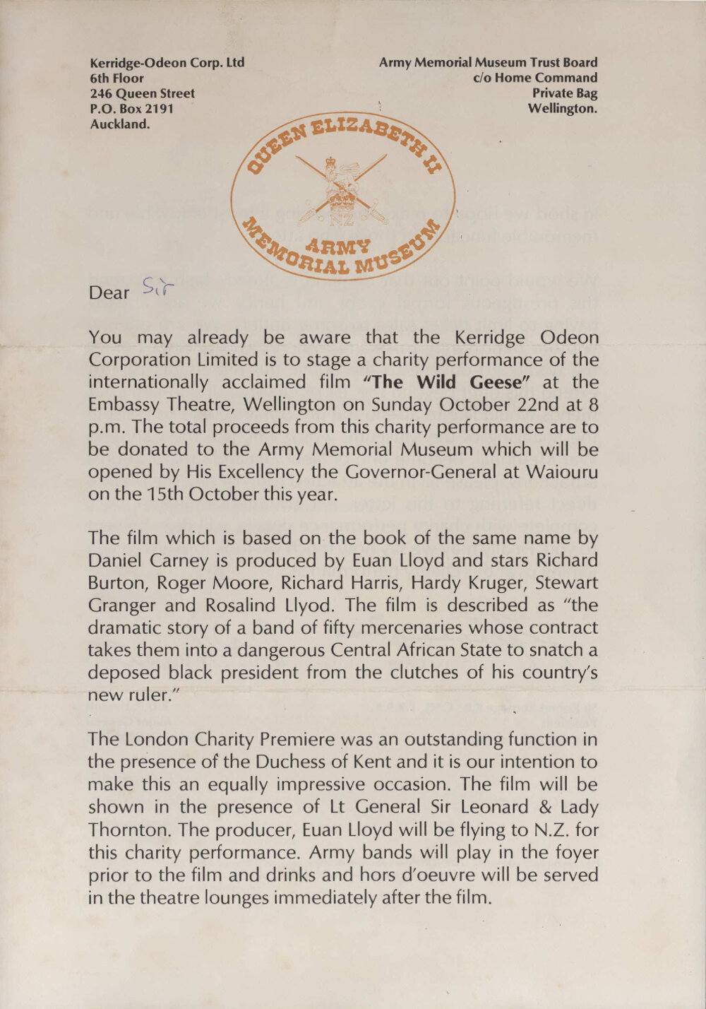 Queen Elisabeth II Army Memorial Museum 'The Wild Geese charity performance'