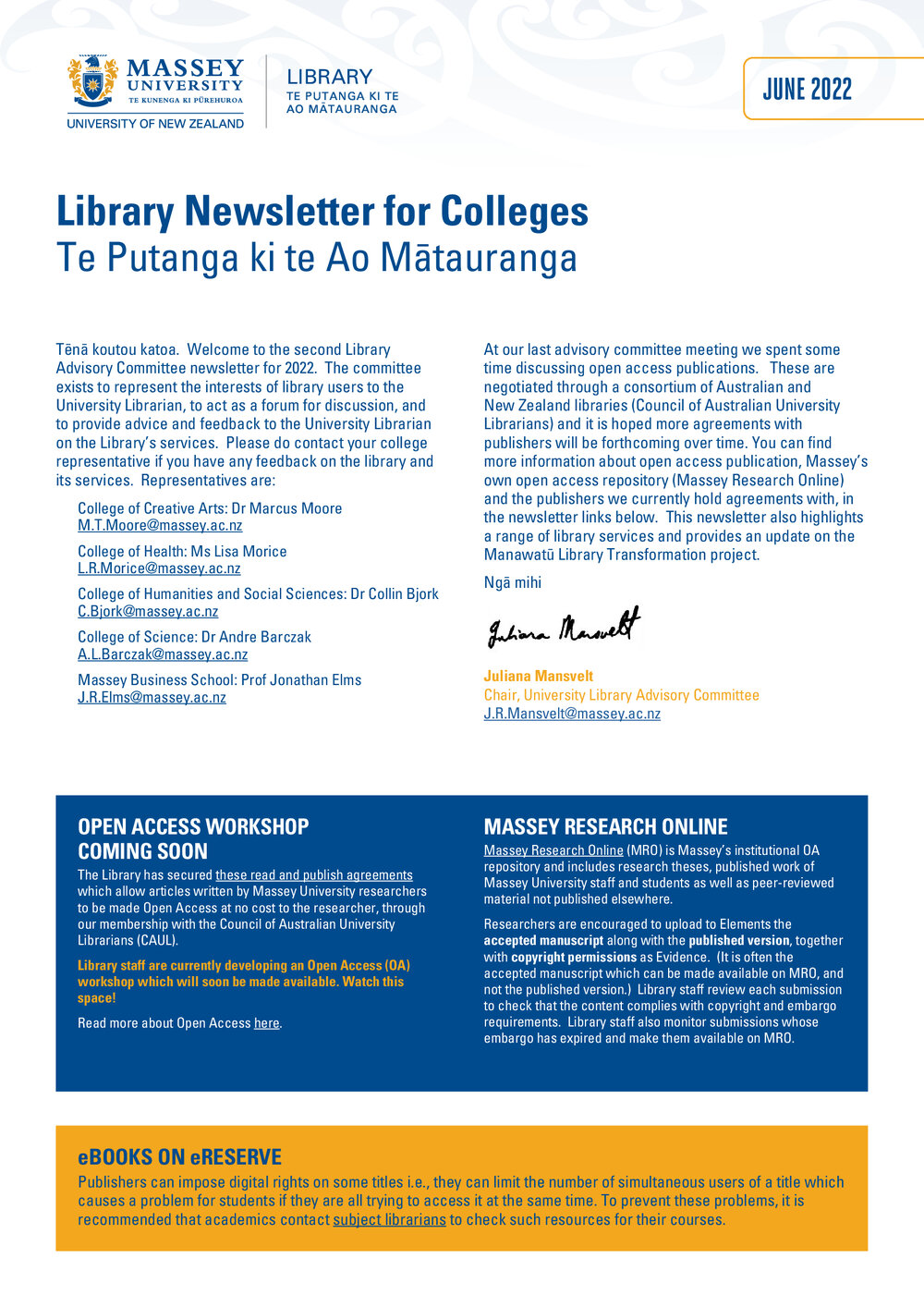 Library Newsletter for Colleges, June 2022