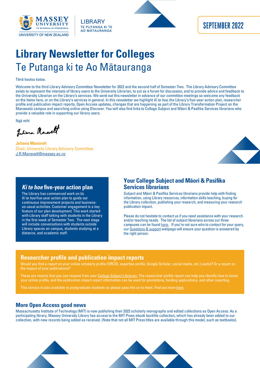 Library Newsletter for Colleges, September 2022