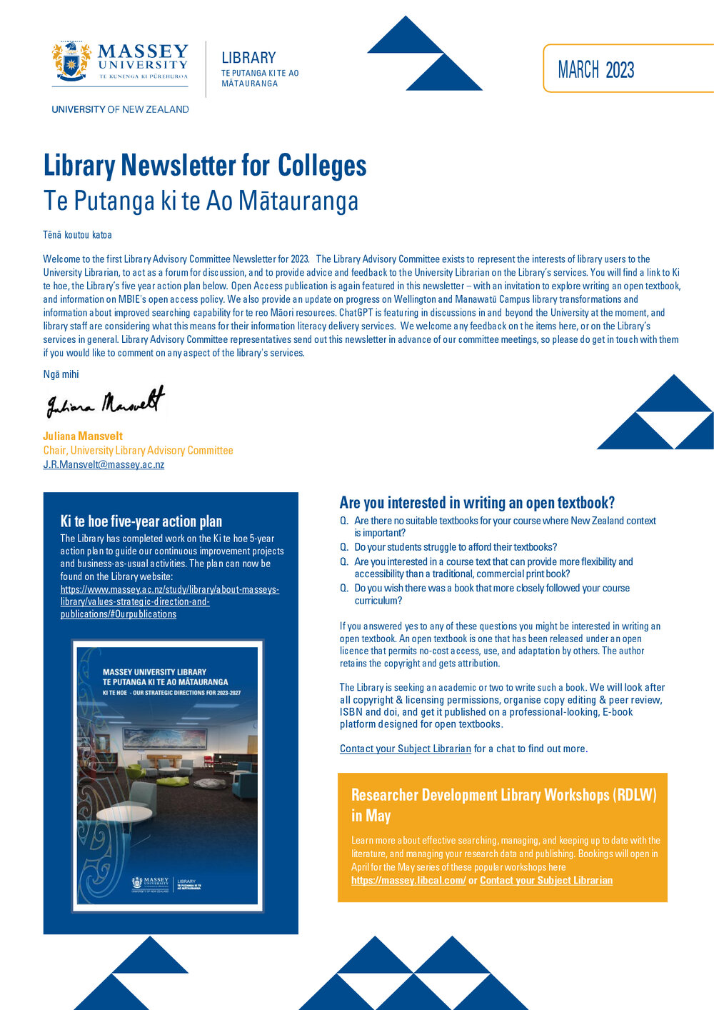 Library Newsletter for Colleges, March 2023