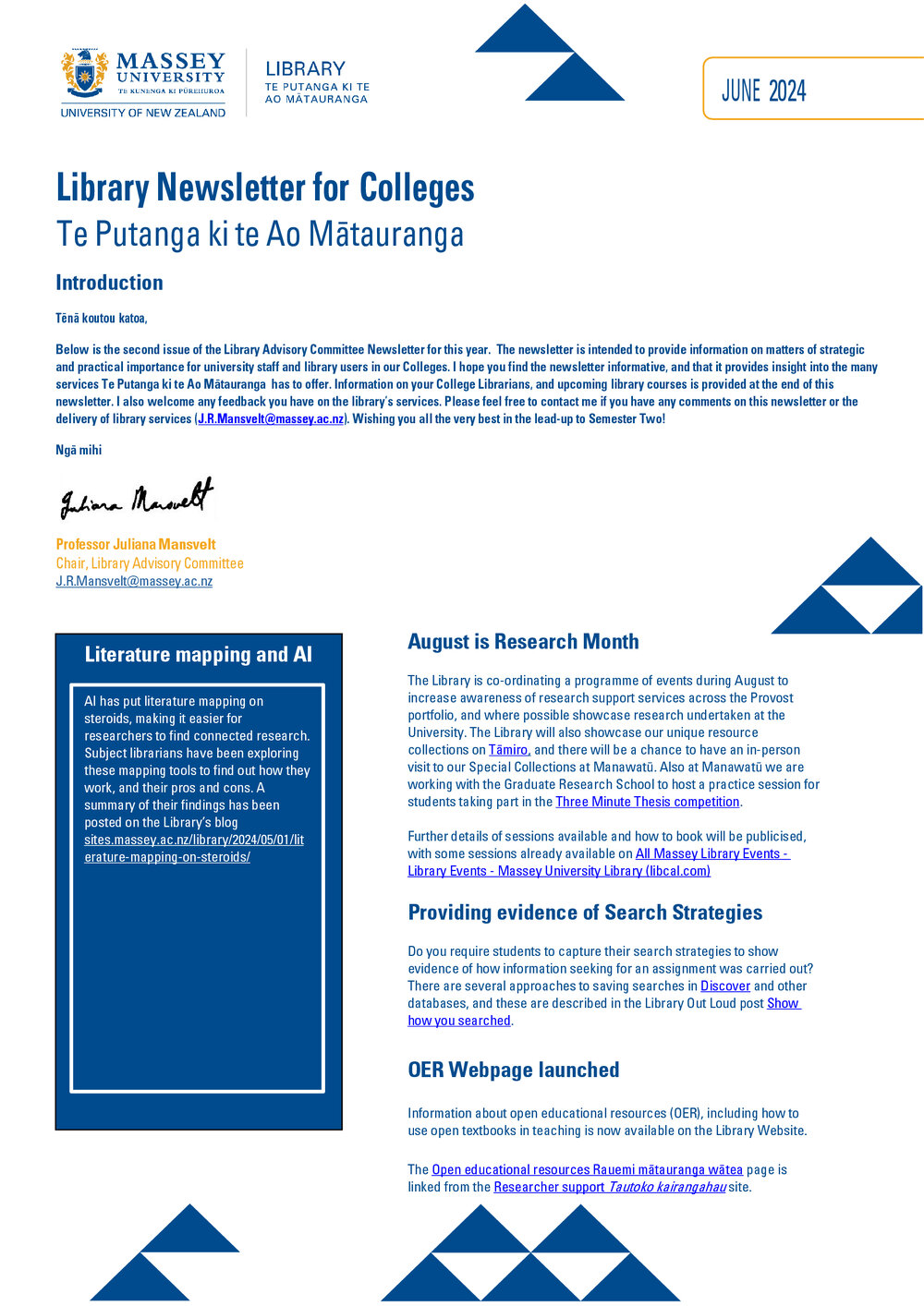 Library Newsletter for Colleges, June 2024