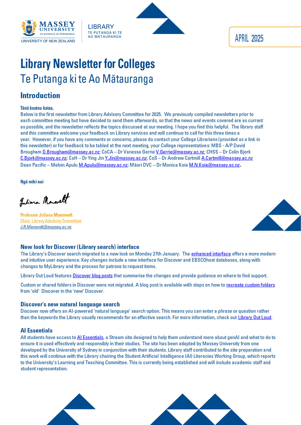 Library Newsletter for Colleges, April 2025