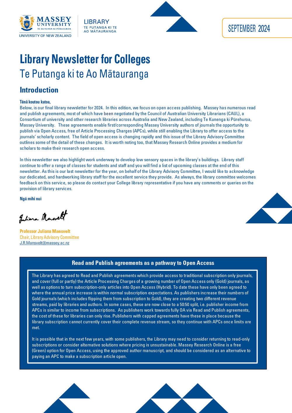 Library Newsletter for Colleges, September 2024