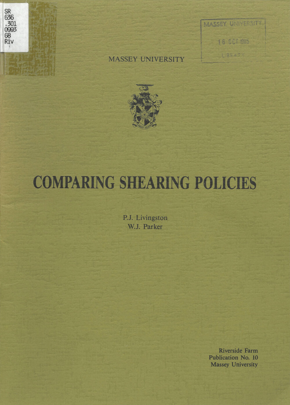 Comparing shearing policies, 1985