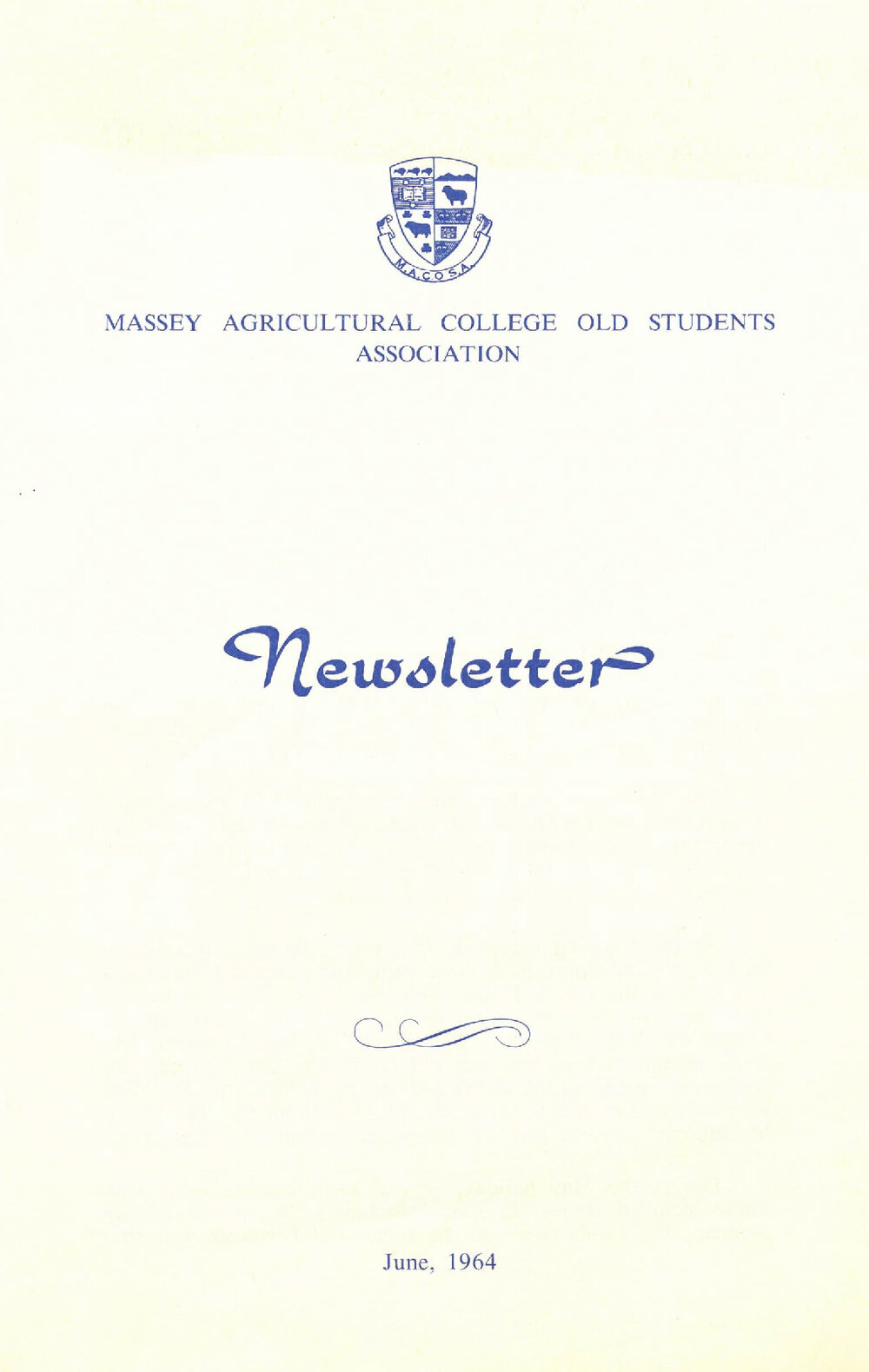 Massey Agricultural College Old Students Association newsletter, June 1964