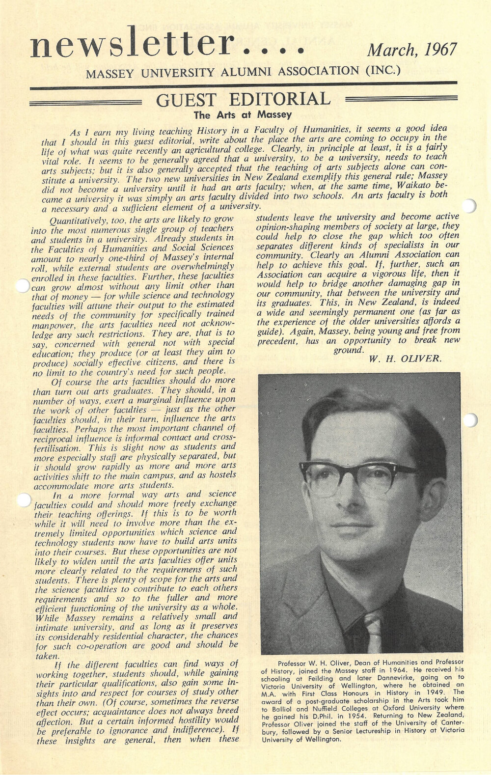 Massey University Alumni Association newsletter, March 1967