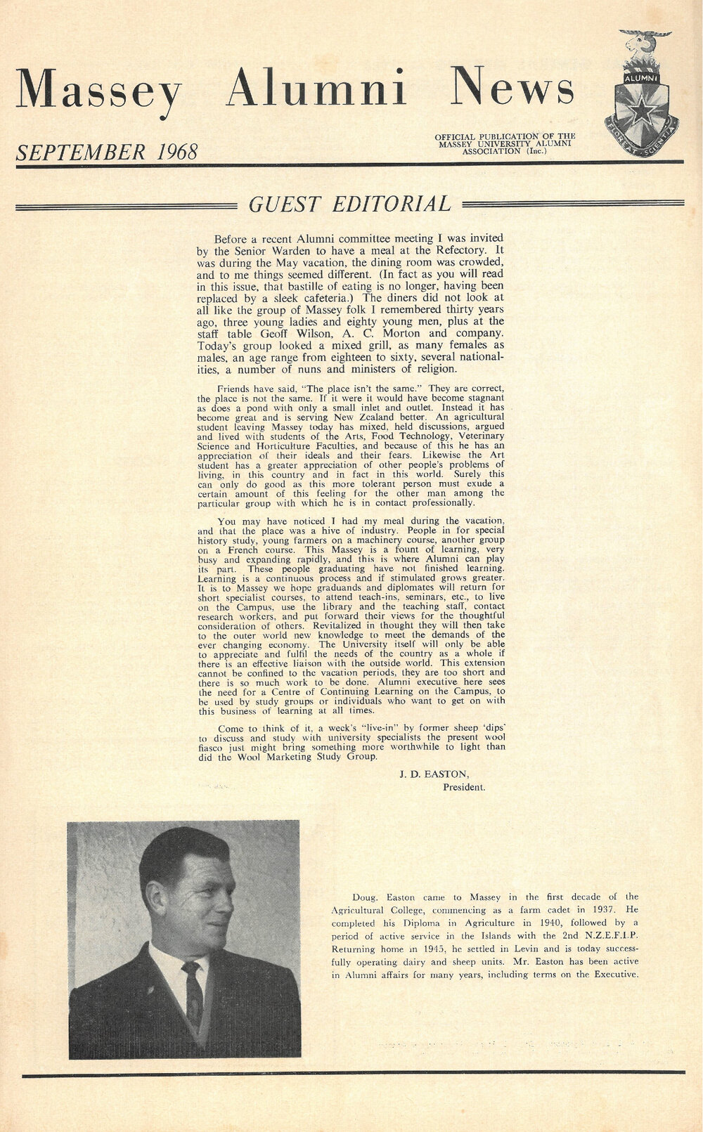 Massey Alumni News, September 1968