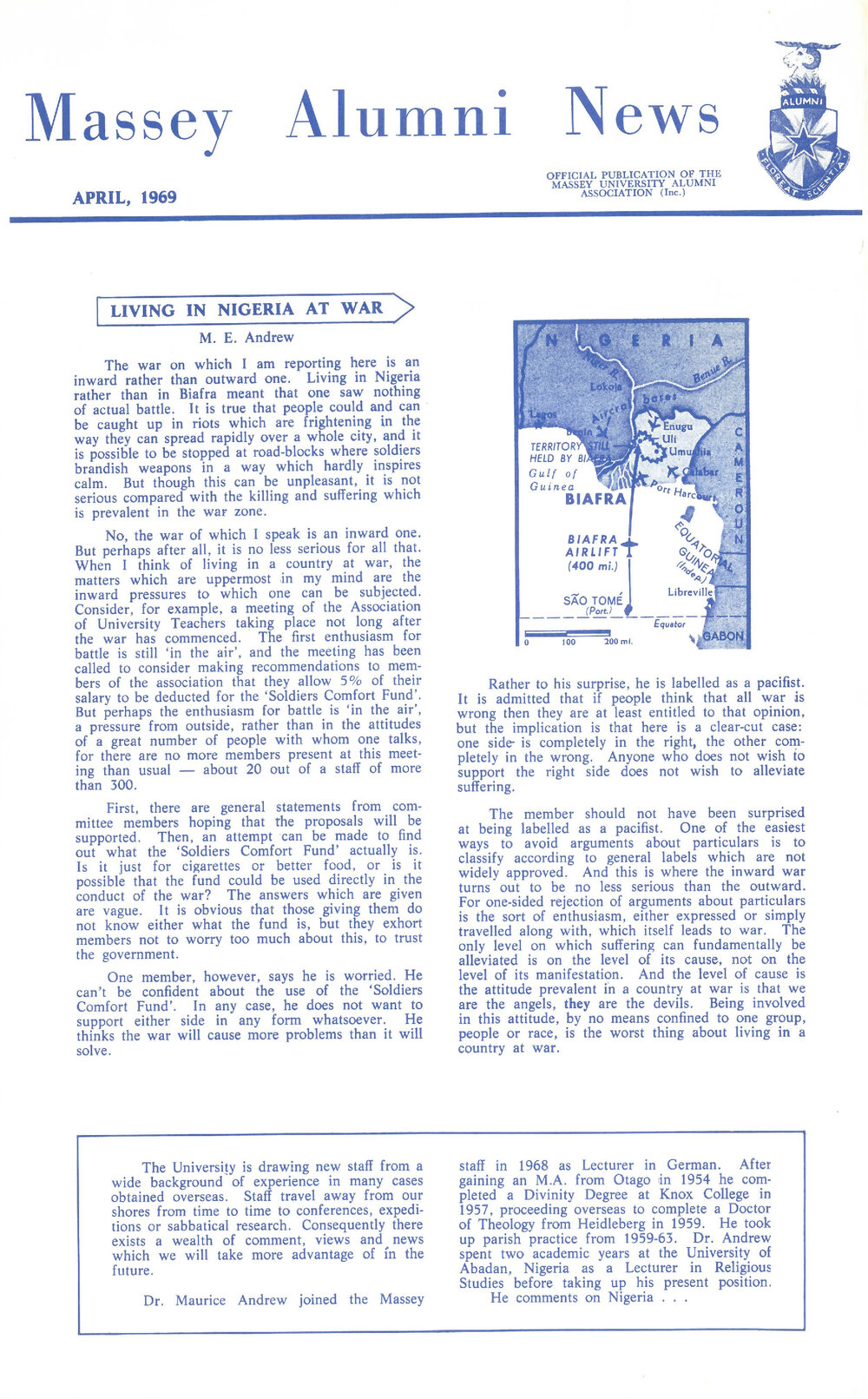 Massey Alumni News, April 1969