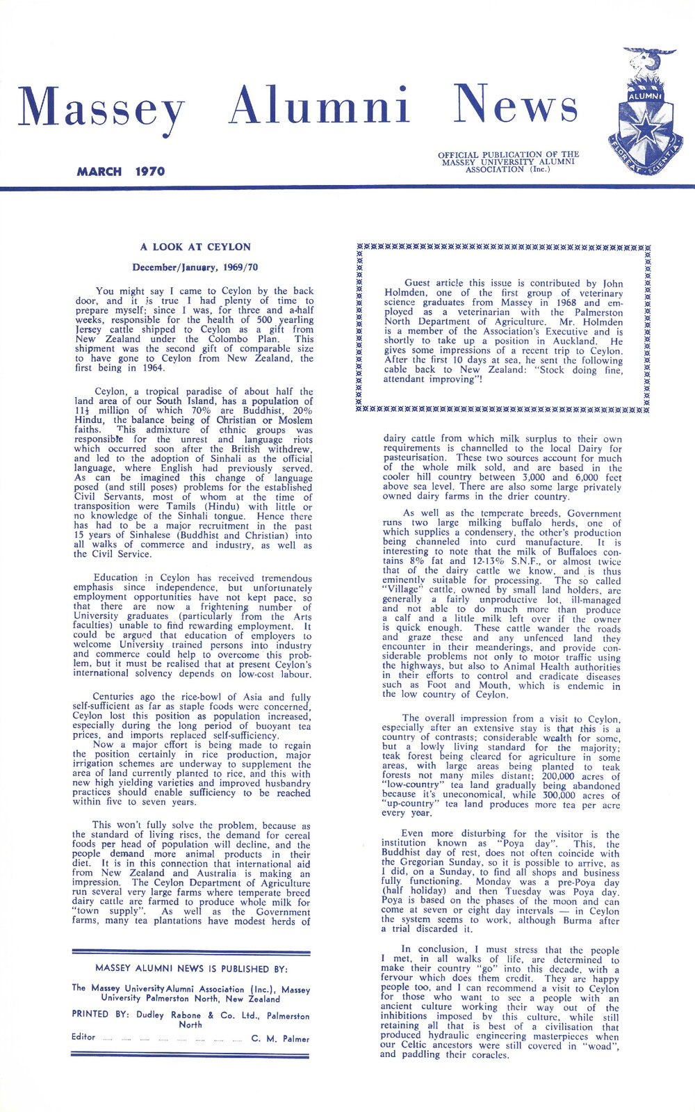 Massey Alumni News, March 1970