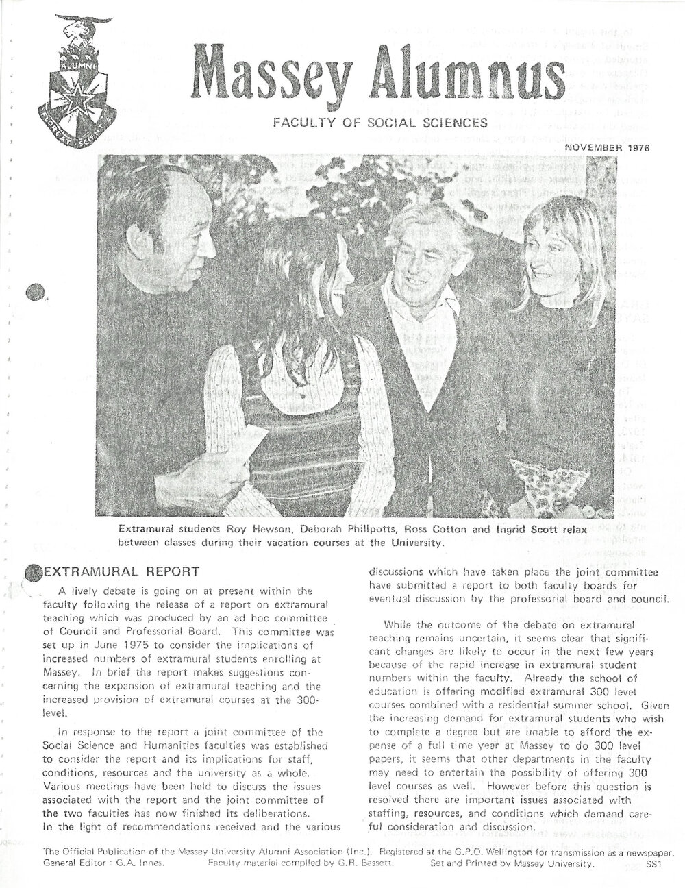 Massey Alumnus - Faculty of Social Sciences, November 1976