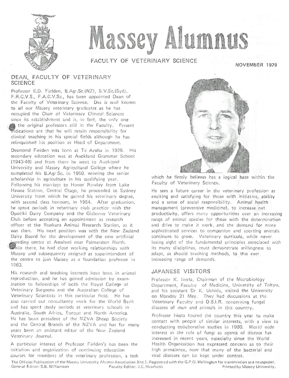 Massey Alumnus - Faculty of Veterinary Science, November 1979