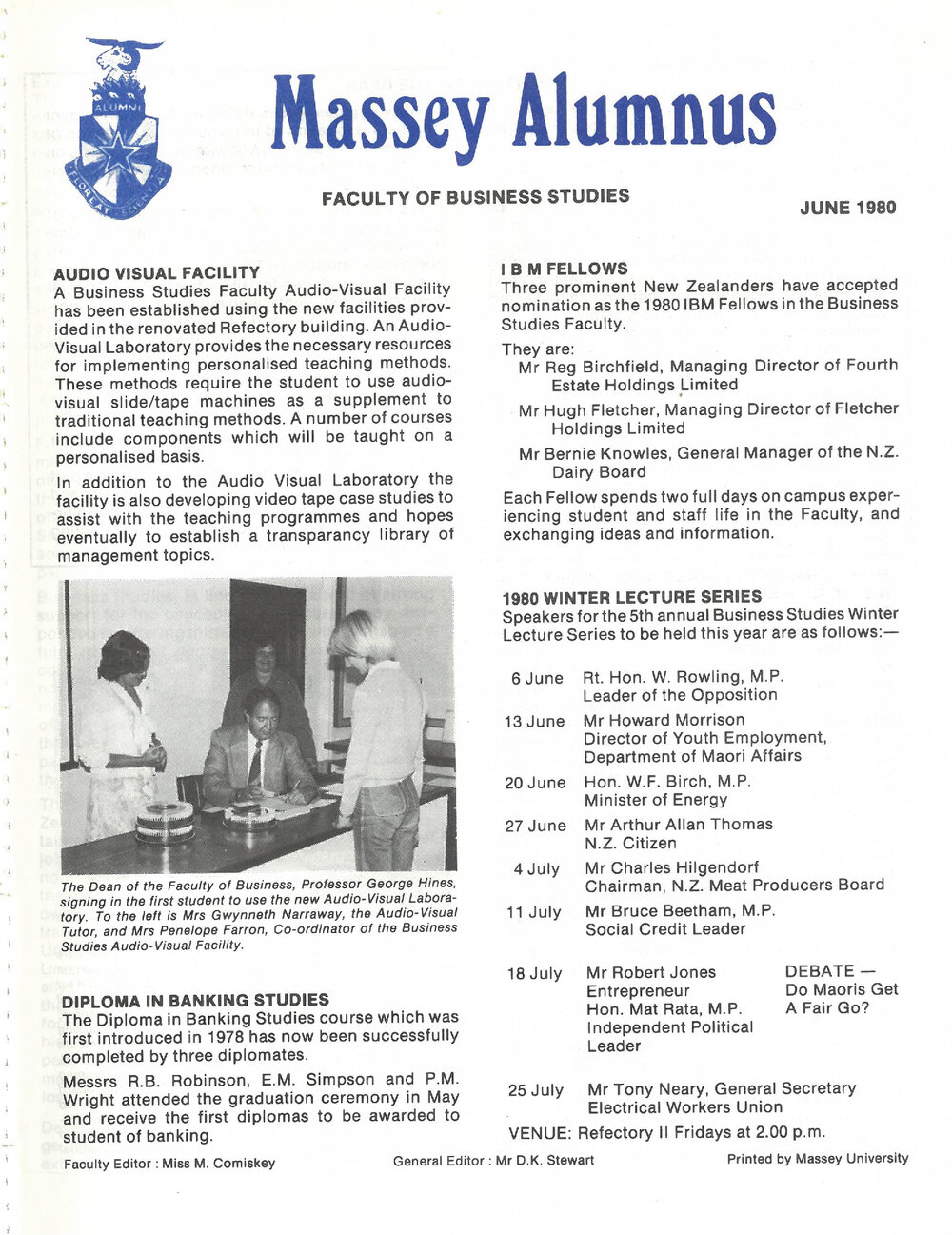 Massey Alumnus - Faculty of Business Studies, June 1980