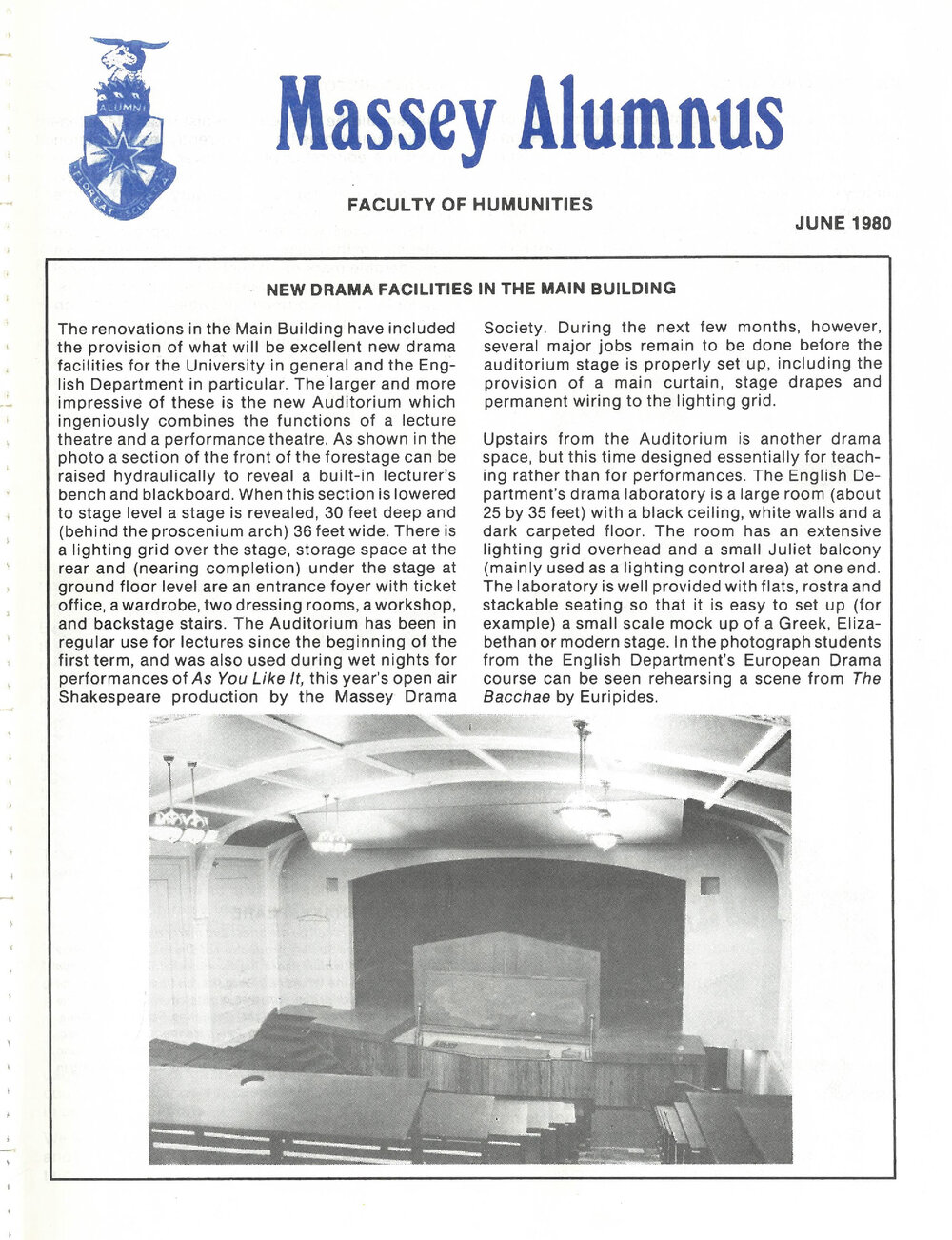 Massey Alumnus - Faculty of Humanities, June 1980