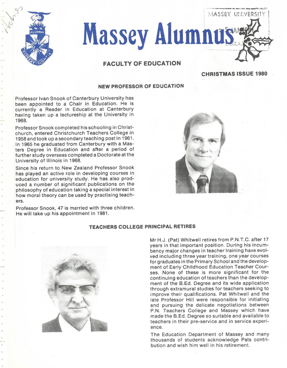 Massey Alumnus - Faculty of Education, December 1980