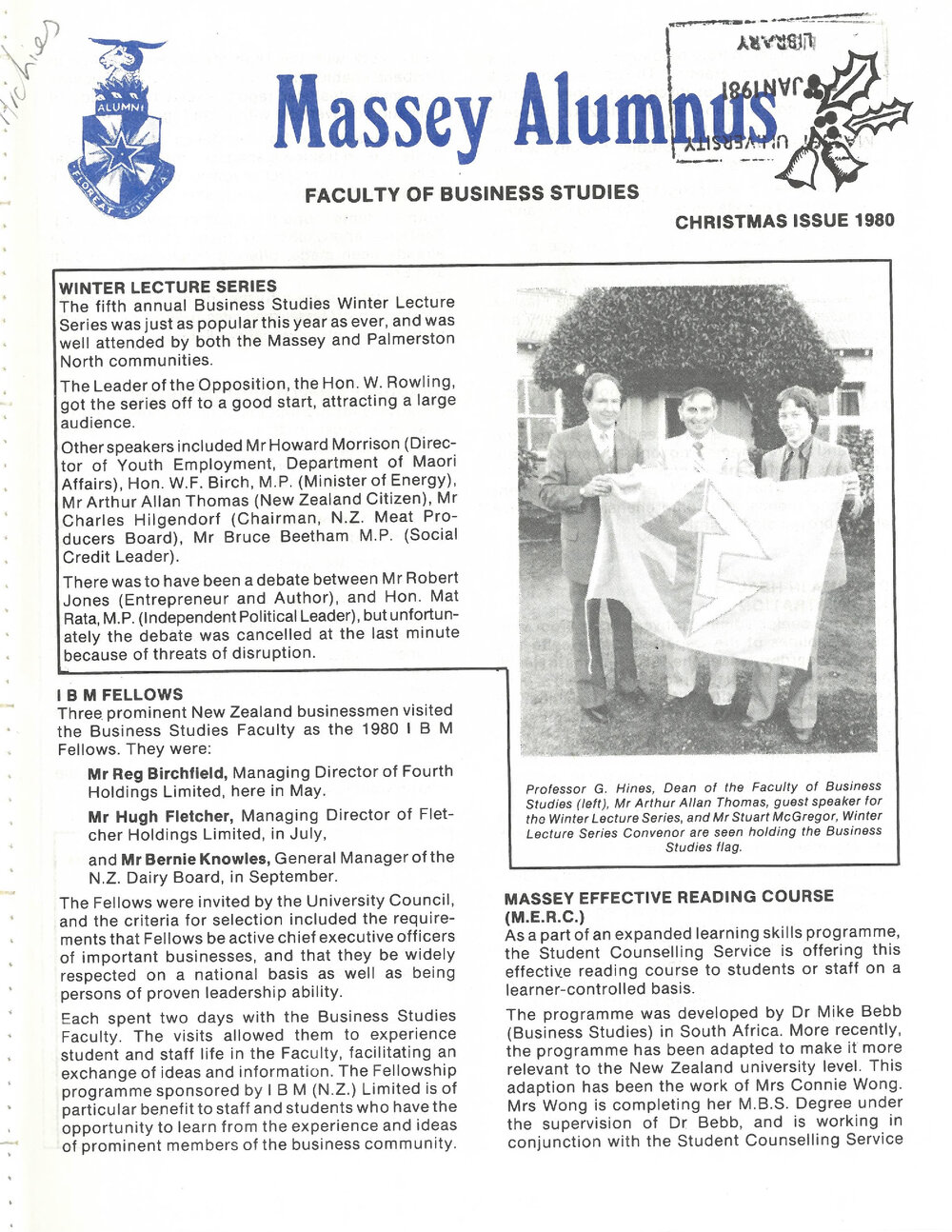 Massey Alumnus - Faculty of Business Studies, December 1980