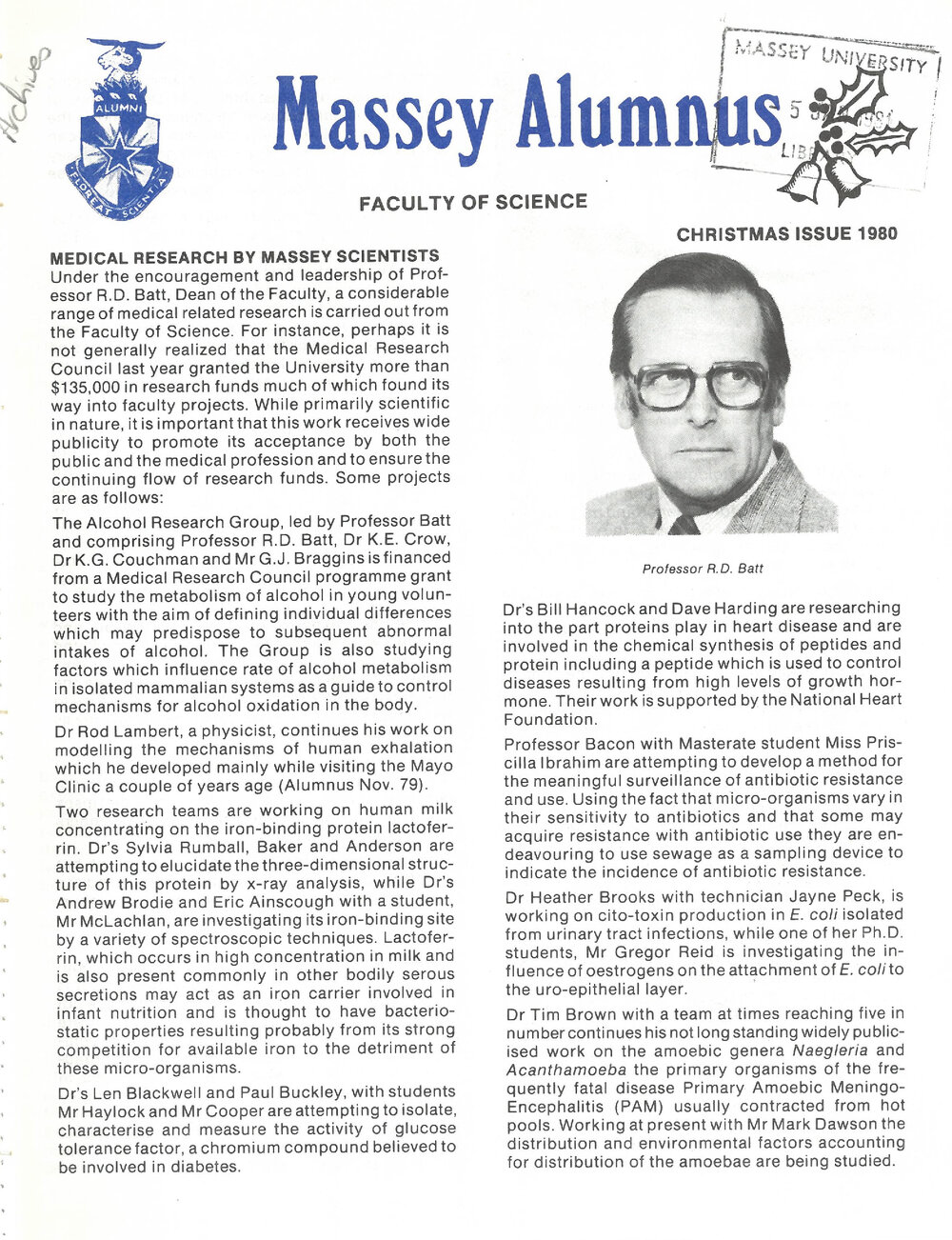 Massey Alumnus - Faculty of Science, December 1980
