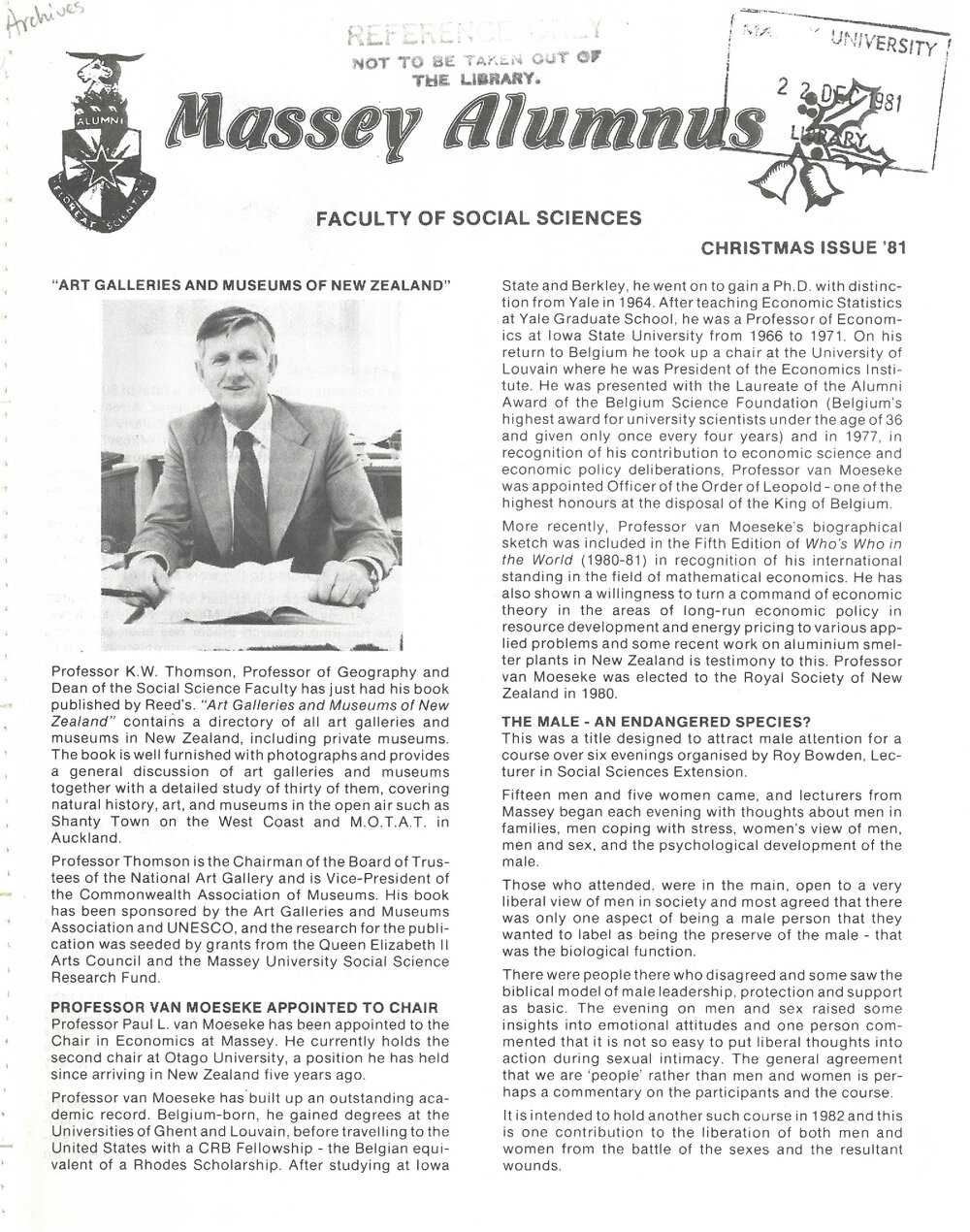 Massey Alumnus - Faculty of Social Sciences, December 1981