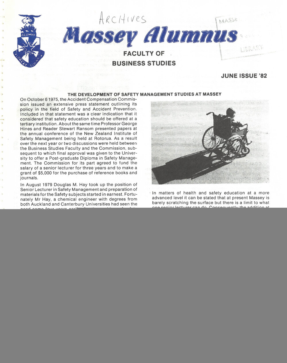 Massey Alumnus - Faculty of Business Studies, June 1982