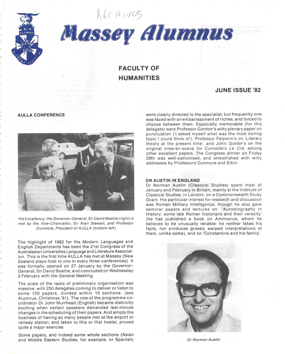 Massey Alumnus - Faculty of Humanities, June 1982