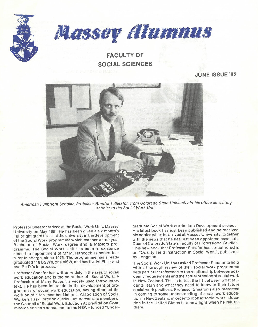 Massey Alumnus - Faculty of Social Sciences, June 1982