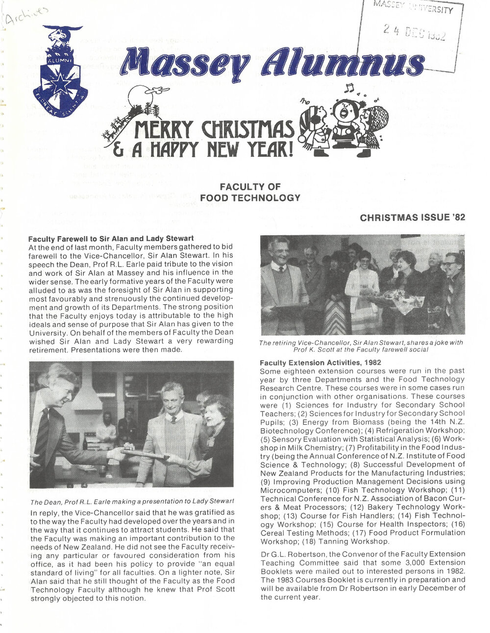 Massey Alumnus - Faculty of Food Technology, December 1982