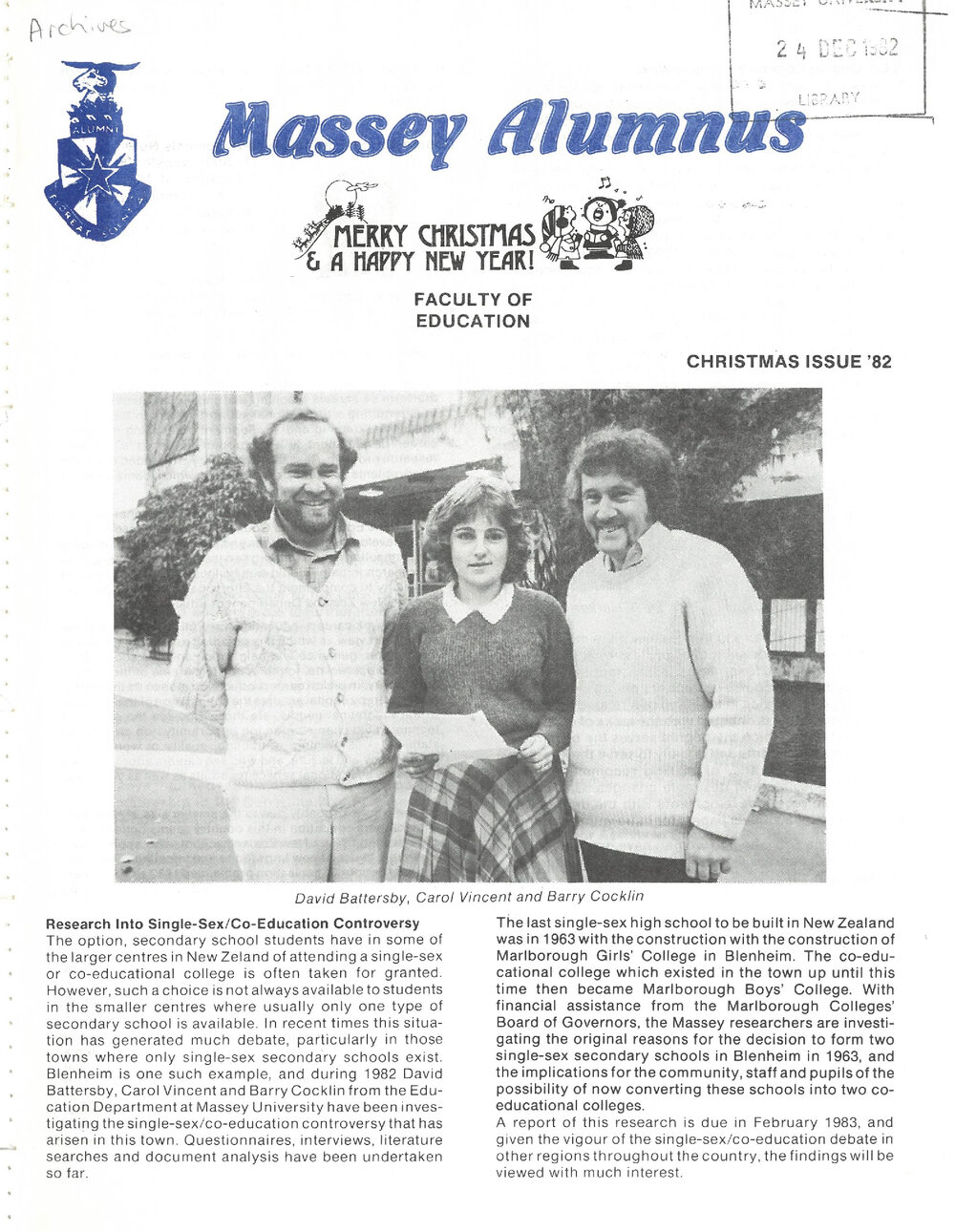 Massey Alumnus - Faculty of Education, December 1982