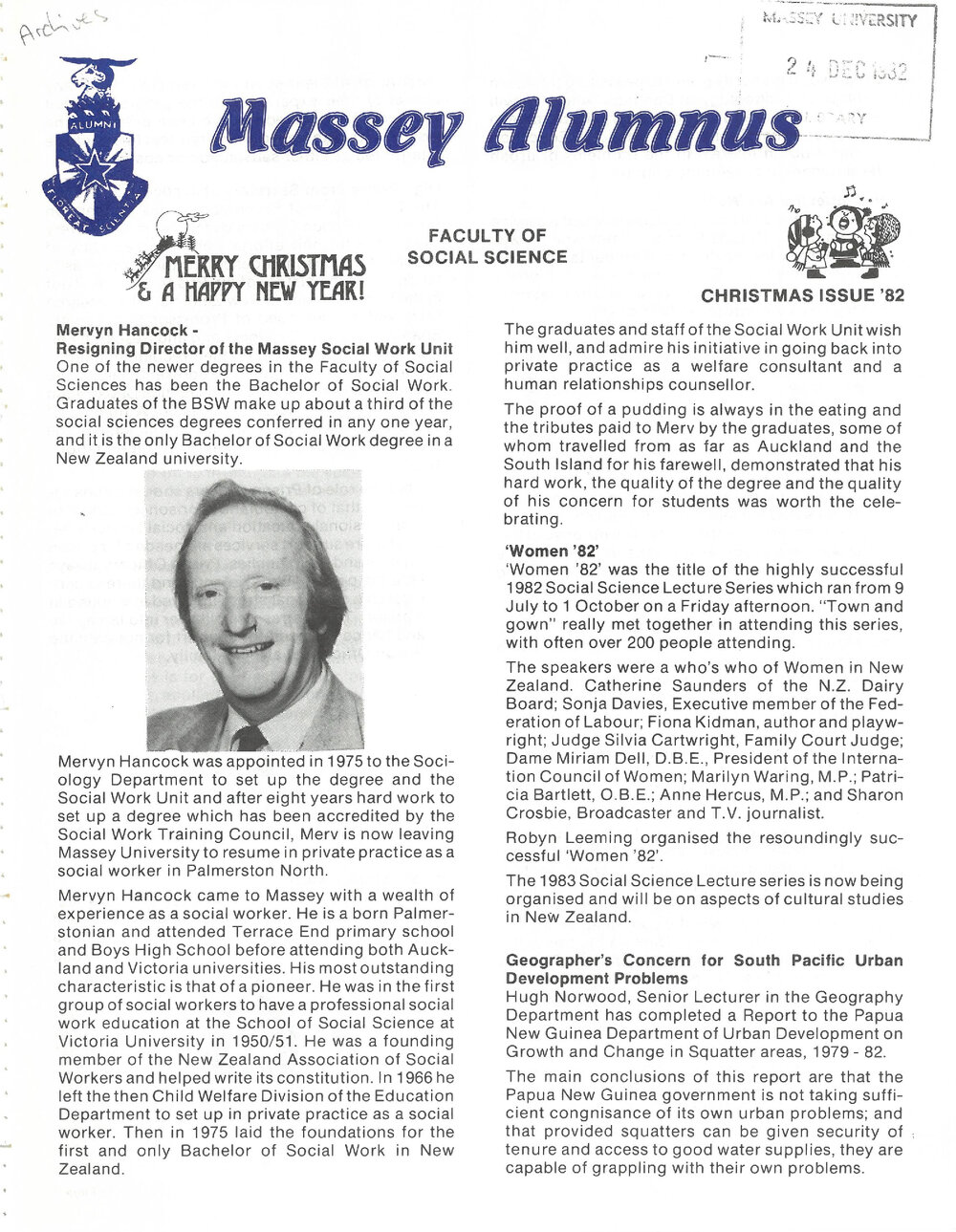 Massey Alumnus - Faculty of Social Science, December 1982