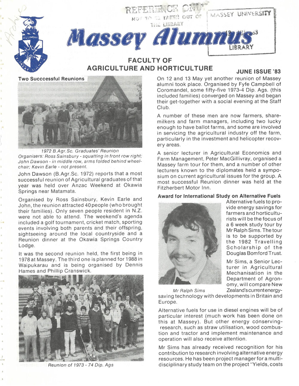 Massey Alumnus - Faculty of Agriculture and Horticulture, June 1983