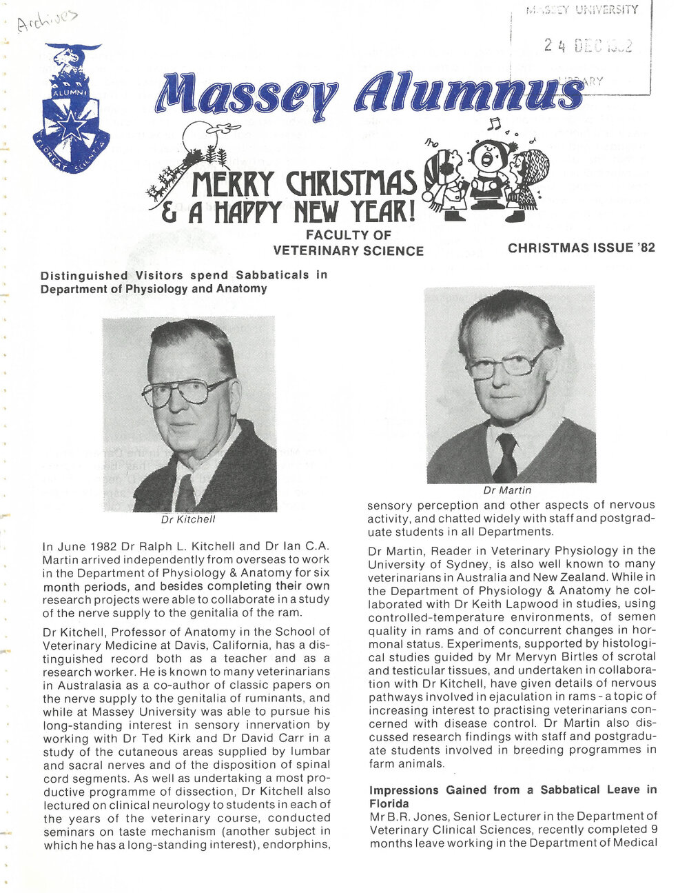 Massey Alumnus - Faculty of Veterinary Science, December 1982