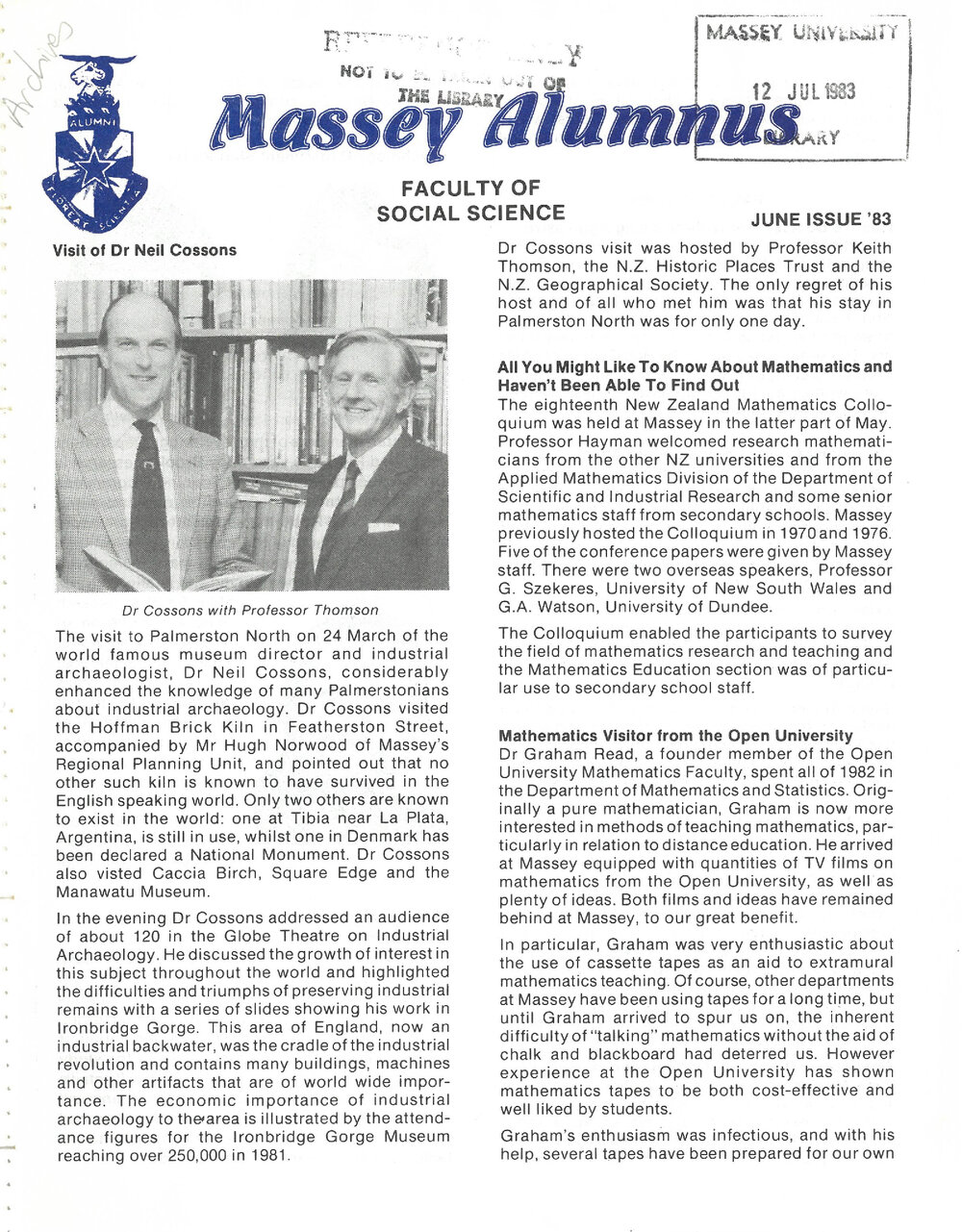 Massey Alumnus - Faculty of Social Science, June 1983