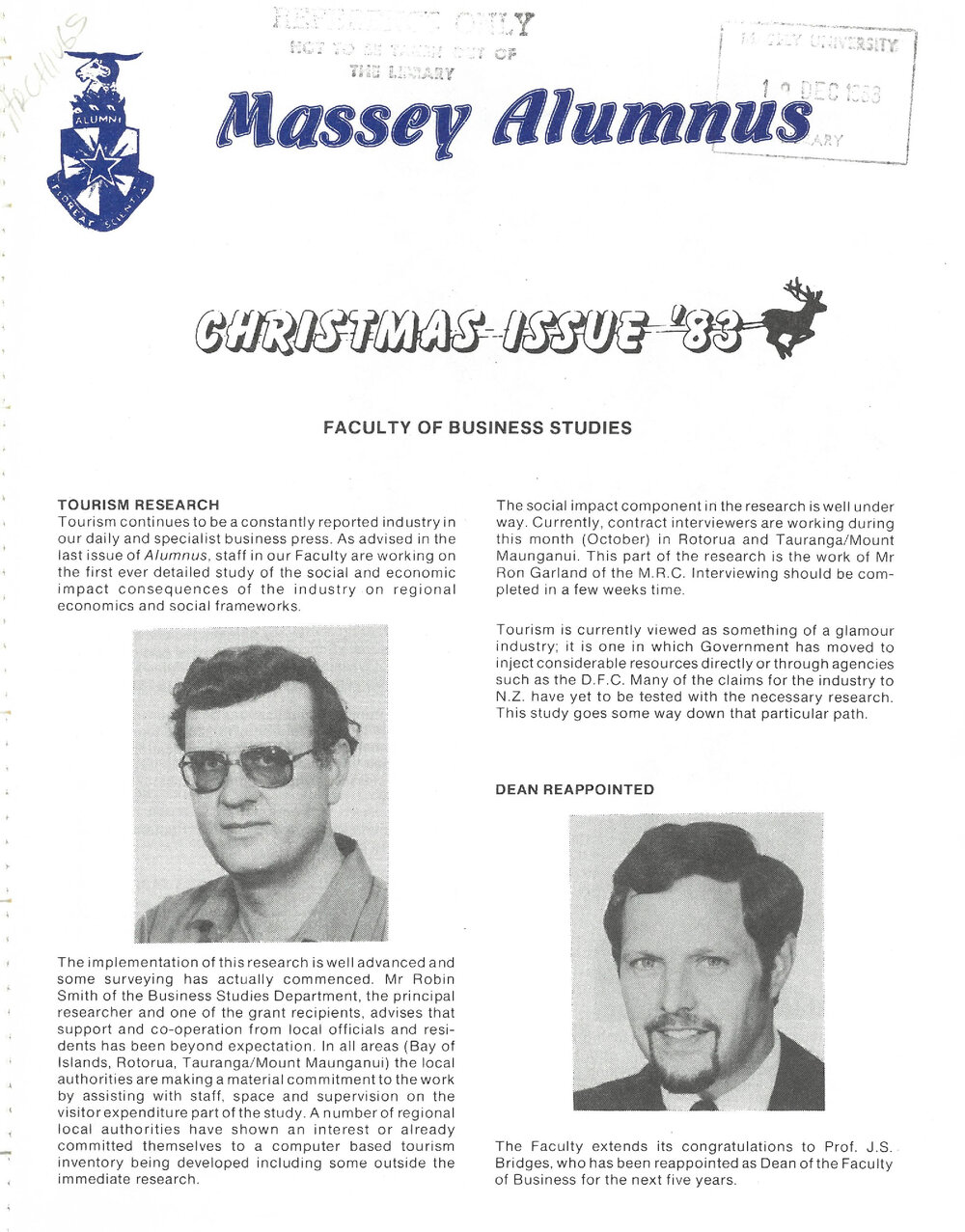 Massey Alumnus - Faculty of Business Studies, December 1983