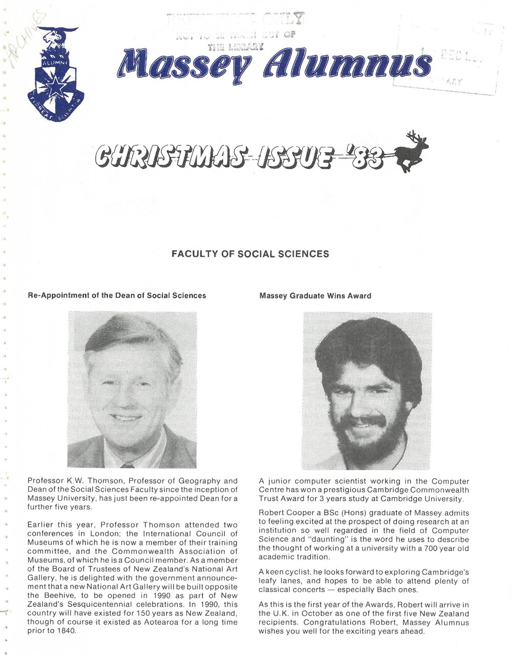 Massey Alumnus - Faculty of Social Science, December 1983