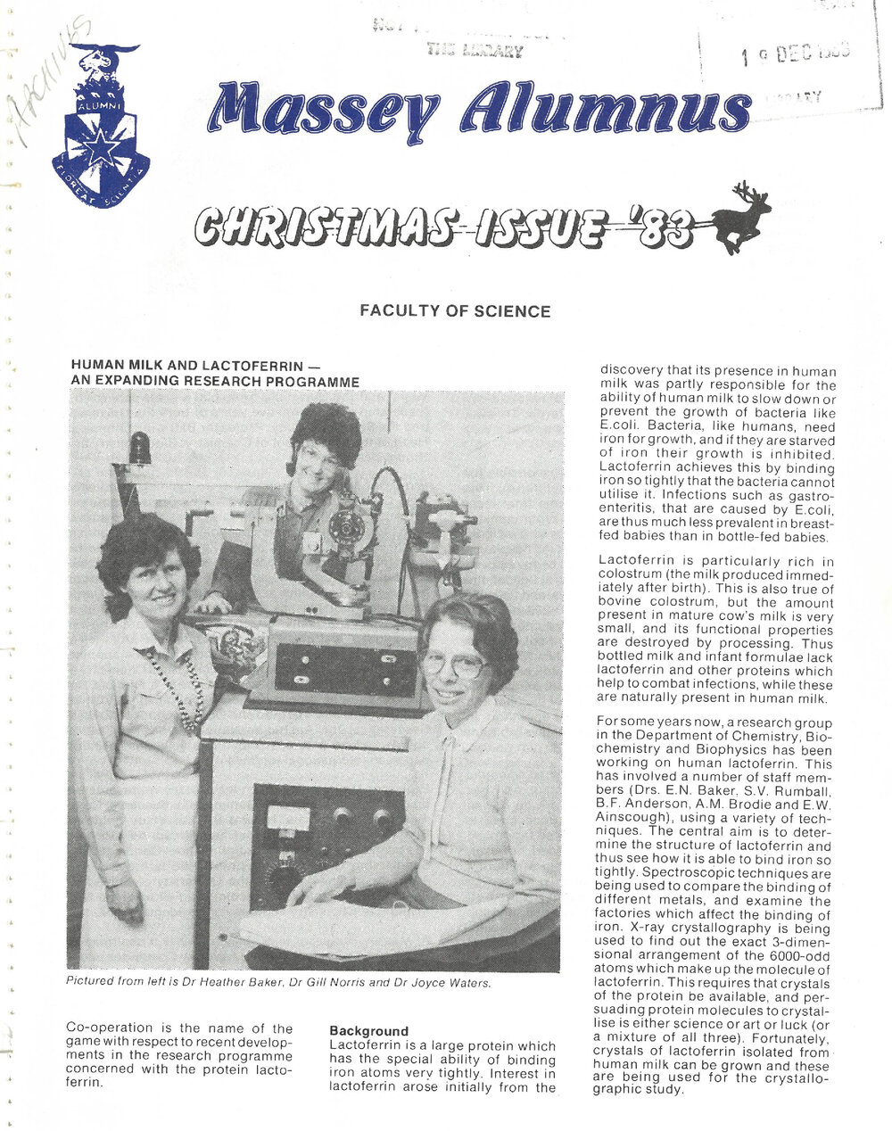 Massey Alumnus - Faculty of Science, December 1983