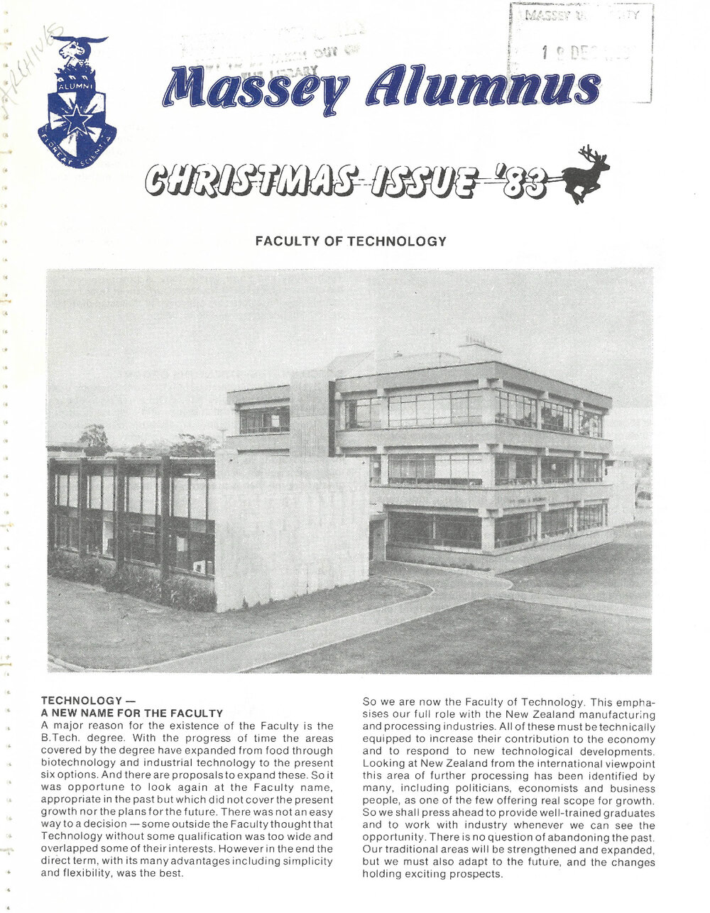 Massey Alumnus - Faculty of Technology, December 1983