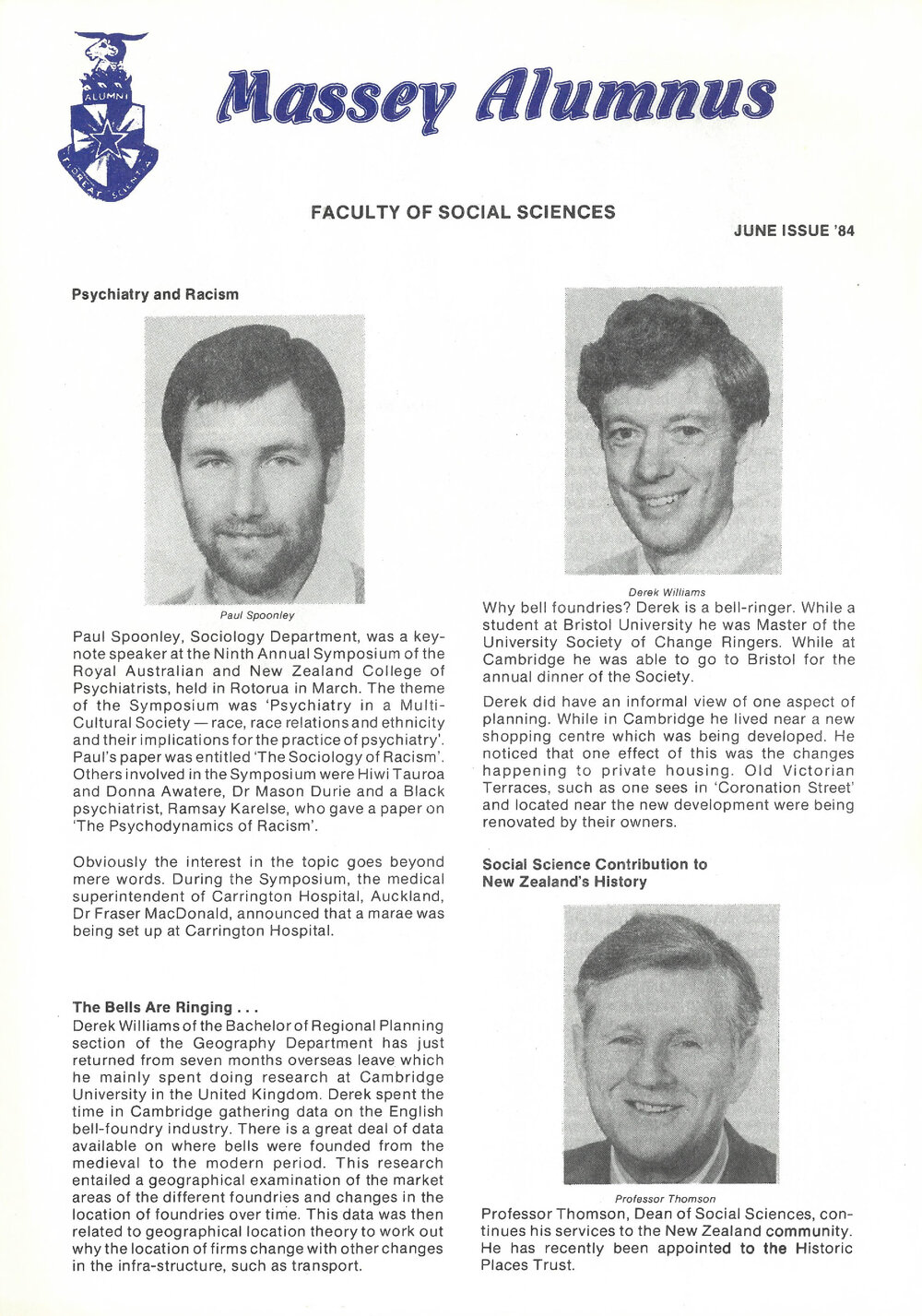 Massey Alumnus - Faculty of Social Sciences, June 1984