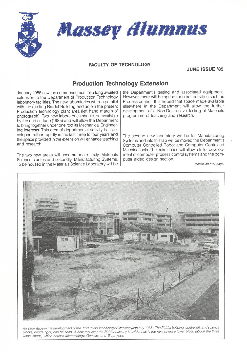 Massey Alumnus - Faculty of Technology, June 1985