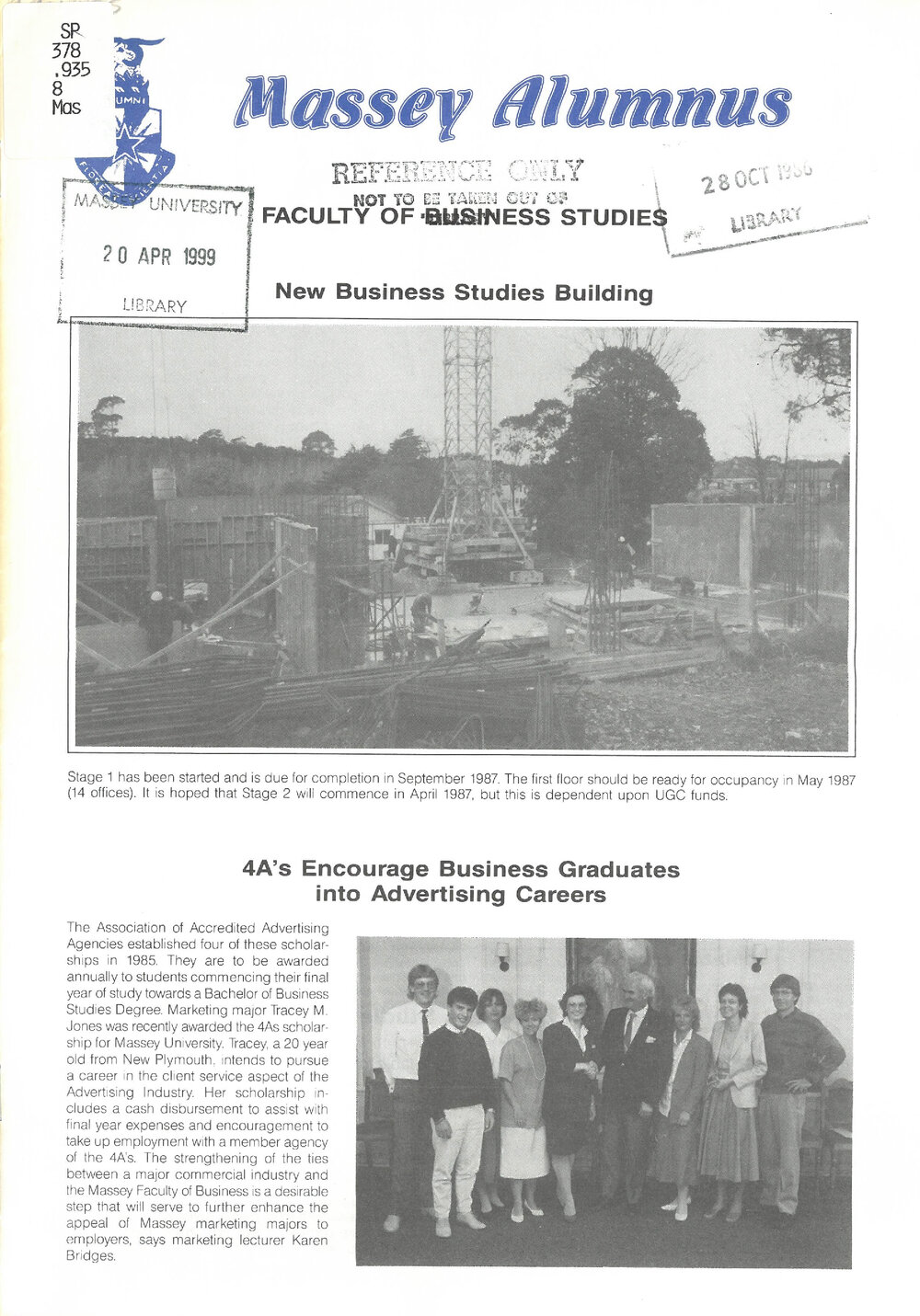 Massey Alumnus - Faculty of Business Studies, 1986