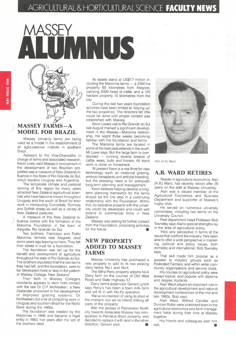 Massey Alumnus - Agricultural and Horticultural Science Faculty News, May 1988