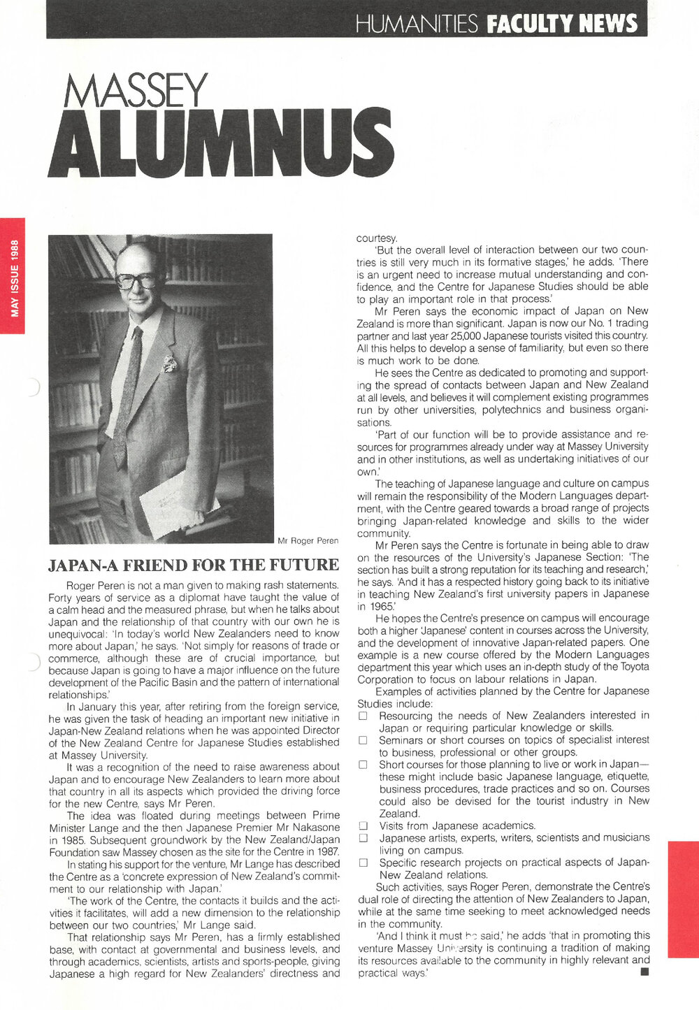 Massey Alumnus - Humanities Faculty News, May 1988