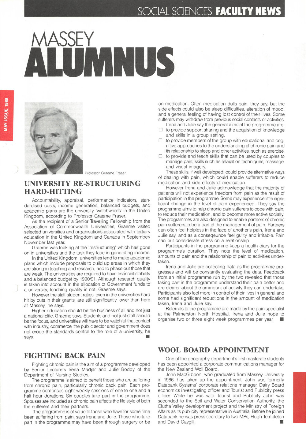 Massey Alumnus - Social Sciences Faculty News, May 1988