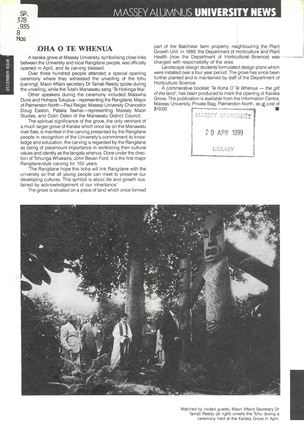 Massey Alumnus - University News, December 1988